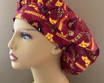 Bouffant Scrub Head Hat made from Minnesota Gophers Fabric Minnesota Gophers Surgical Scrub Cap or Food Worker Hat