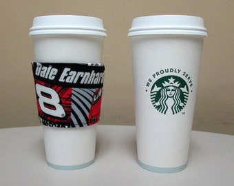 Vintage Dale Earnhardt Jr Fabric Cup Holder,Coffee Cozy,Coffee Sleeve,Coffee Sleeve,Coffee Cup Holder,fabric coffee holder, iced coffee cozy