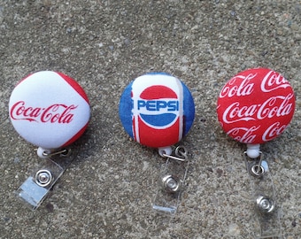 Pepsi and Coke Fabric Badge Reels,Coca Cola Fabric Badge Reels,PepsiCola Fabric Badge Holder Reel, Fabric Badge Reels