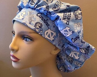 Bouffant Scrub Hat made from UNC Tarheels Fabric, North Carolina Tarheels Surgical Scrub Cap or North Carolina Food Worker Hat