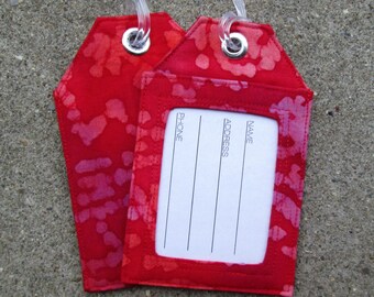 Psychedelic Red Tie Dye Luggage Tags, Purple Tones Tie Dye Luggage Tags,Red Fabric Luggage Bag Identification and Gift Tags