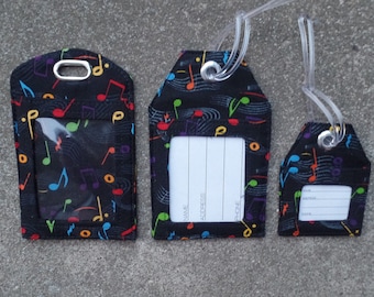 Music Notes Fabric,Music Instrument Tags, Music Cozy,Identification Luggage Musical Notes Bags,Badge Holder,Music Case Identification Tags