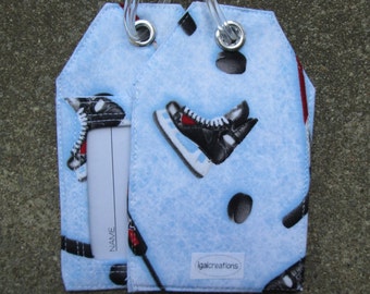 Hockey Skates Fabric Hockey Sticks and Hockey Pucks Sports Fabric Luggage Sports Bag and Gift Tags Hockey Identification Tags