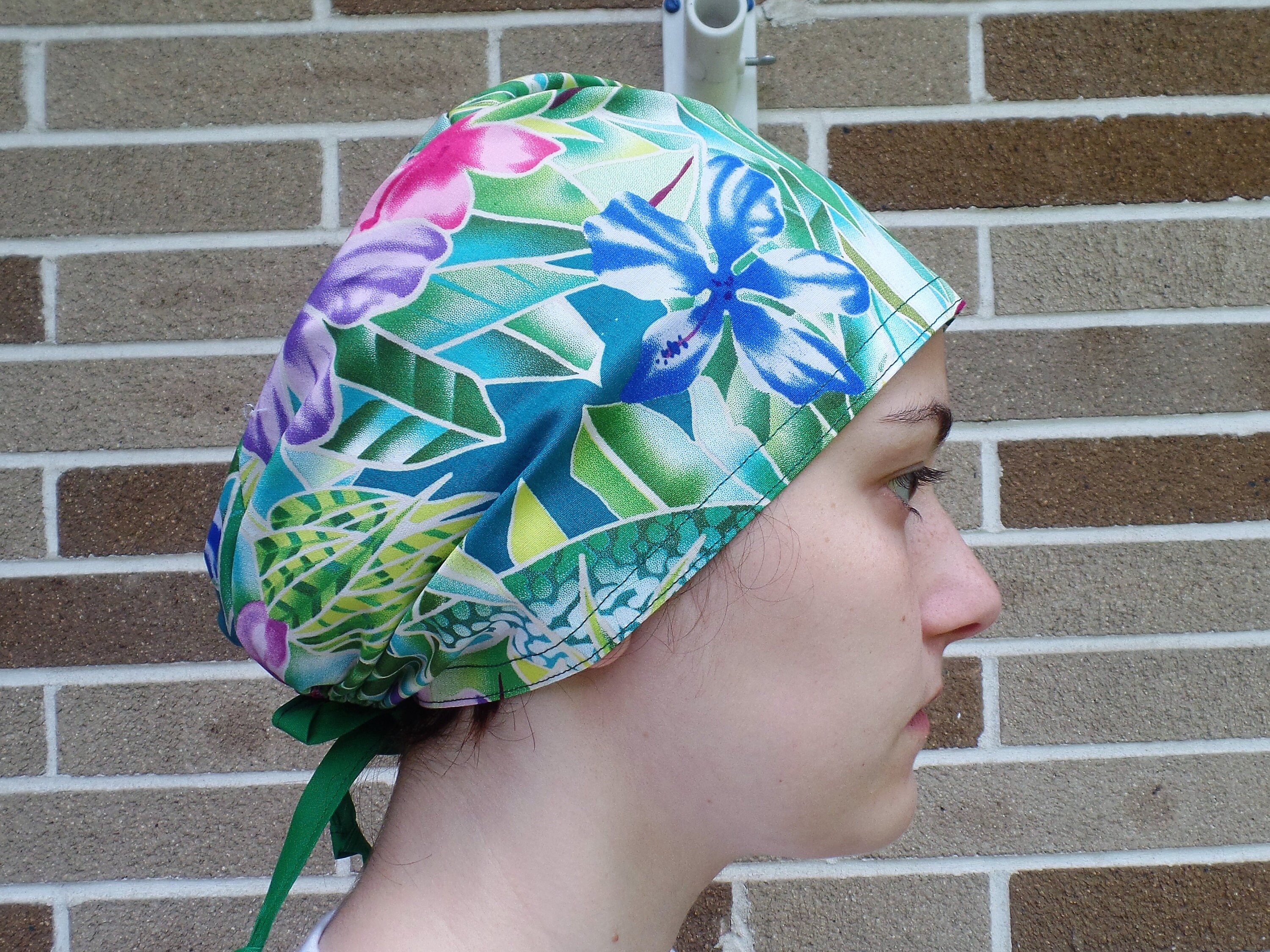 Hawaiian Flowers Scrub Hat,Hawaiian Fuschia Flowers Scrub Cap,Hawaiian