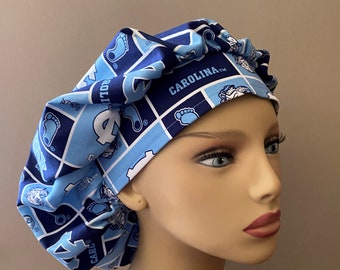 Monogrammed Bouffant Scrub Head Hat made from UNC Tarheels Fabric Surgical Scrub Cap or Monogrammed North Carolina Tarheels Food Worker Hat