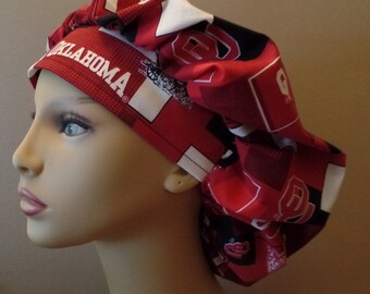 University of Oklahoma Sooners Bouffant, Oklahoma Sooners Fabric,Oklahoma Surgical Scrub Cap or Food Worker Hat One Size Fits All