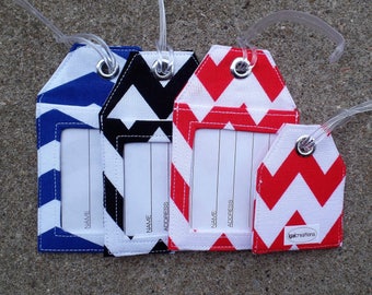 Black Blue Red Chevron Luggage Bag and Chevron Identification Chevron Work Badge Holder Protector Name Gift Tags