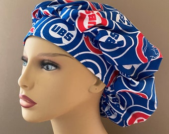 Chicago CHI Cubs MLB Fabric, Chicago Cubs Bouffant Surgical Scrub Cap,CHI Cubbies Food Worker Hat