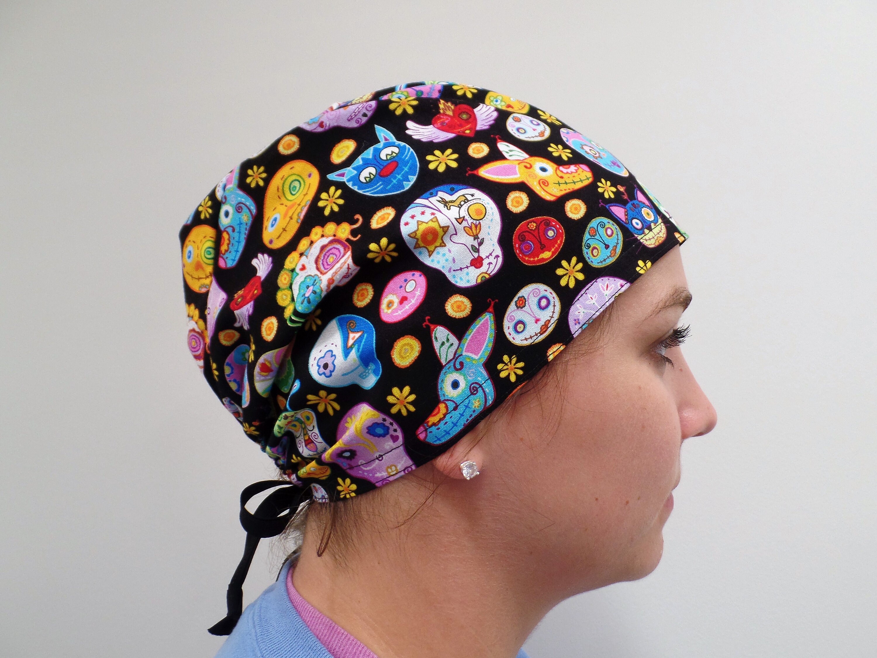 Sugar Skulls hat,Sugar Skulls Fabric Scrub Cap,Skeletons Scrub,Sugar