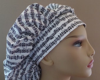 Monogrammed Sheet Music Bouffant Scrub,Sheet Music Fabric Scrub, Sheet Music Surgical Scrub Cap Sheet Music Food Worker Hat