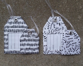 Musical Notes Fabric Luggage Tags,Sheet Music Fabric Luggage Tags,Musical Instrument Fabric Bag Tags Name Identification Tags