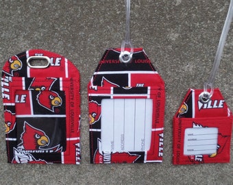 University of Louisville Cardinals Fabric Luggage Tags,, Louisville Badge Identification Holder Protector University Kentucky Fabric