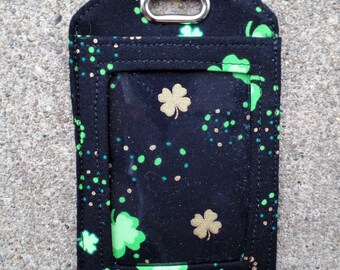 Lucky Irish Badge Protector,Saint Patricks Badge,Four Leaf Clover Badge Holder,ID Work Badge Identification Badge Protector Holder