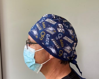 Surgeon Scrub Hat made from Georgia Southern Fabric, Georgia Southern Surgeon Style Surgical Scrub Cap, Georgia One Size Fits All