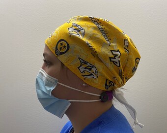 Scrub Hat made from VCU Fabric, Virginia Commonwealth University Scrubs, VCU Rams Surgical Scrub Hat One Size Fits All Adjustable Tie