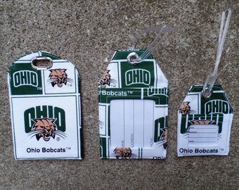 Ohio University Bobcats Fabric Luggage Tags,OU Ohio University Bobcats Fabric Mid Ohio Conference Team Name Identification Bag and Gift Tags