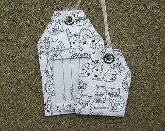Cats Fabric Luggage Tags, Cats Identification Bag and Gift Tags, Cats Badge, Cats Identification Work ID Holder Protector