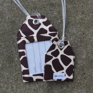 Giraffe Fabric Luggage Tags, Giraffe Badge Reel, Giraffe Fabric Luggage Identification Holder, Giraffe Chapstick Keychain