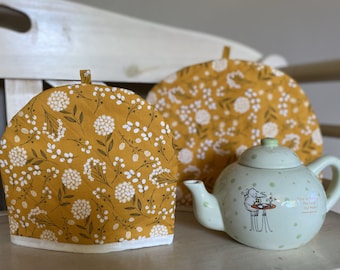 Mustard Floral Tea Cozy, Spring Teapot Cozy, Mustard Flowers Teapot Warmer, Summer Teapot Cozy, Teapot Cozy