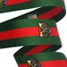 Green Red Striped Ribbon Trim with Embroidered Tiger, Grosgrain Striped Fashion Trim