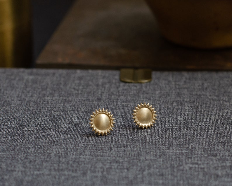 14k Gold Earrings, Ethnic Jewelry, Gold Stud Earrings, Indian Gold Earrings, Drop earrings, Boho Gold Stud Earrings, Solid Gold Earrings image 2