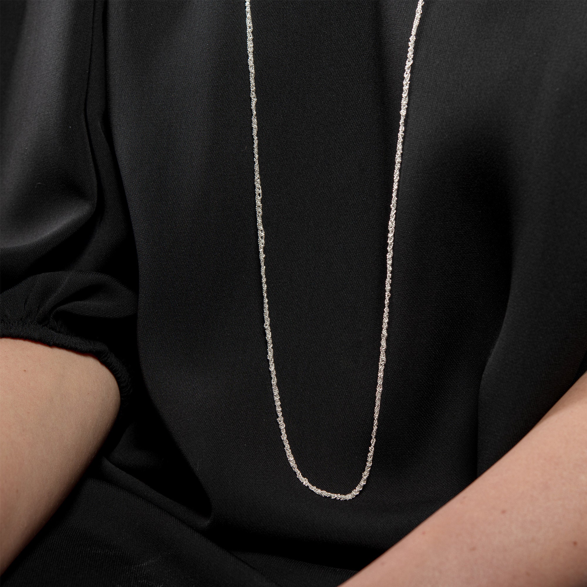 925 Sterling Silver Sparkly Handmade Extra Long Necklace for Etsy