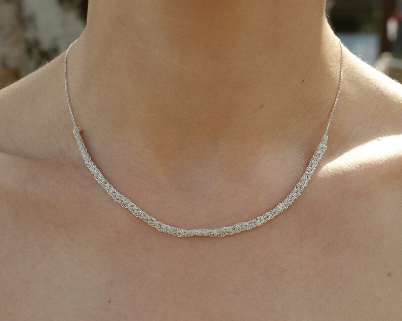 Collar Silver Necklace, Unique Choker Necklace, Minimalist Bridal Collar Necklace, Bridal Collar Necklace Silver, Elegant Necklace Choker image 4