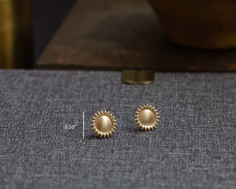 14k Gold Earrings, Ethnic Jewelry, Gold Stud Earrings, Indian Gold Earrings, Drop earrings, Boho Gold Stud Earrings, Solid Gold Earrings image 9