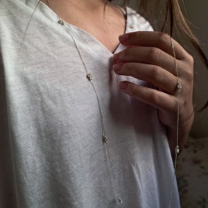 Silver Necklace Layered, Long Silver Necklace, Long Minimalist Necklace, Long Bridal Necklace, Long Dainty Sterling Silver Chain Necklace