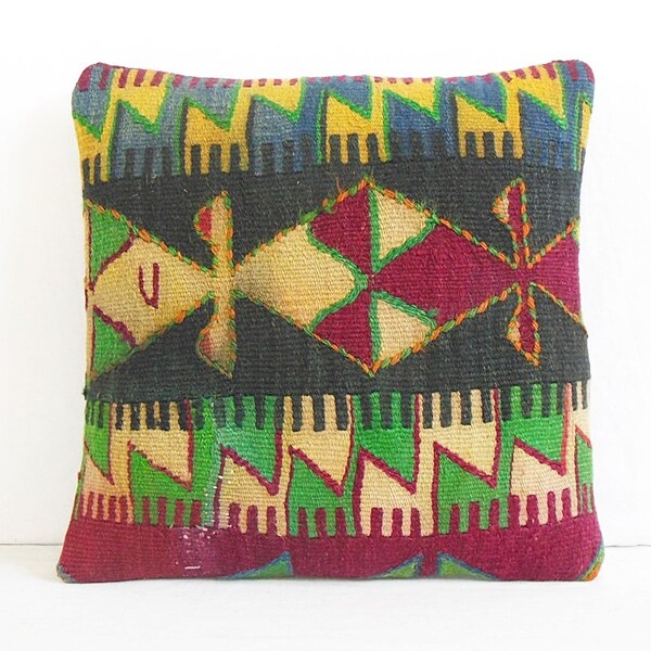 indoor decorative pillow embroidered kilim pillow case eclectic decorative pillow sale turkish cushion cover handembroidery kilim pillow