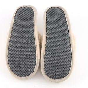 Wool Slip-on Slippers Women Ladies Beige Color Merino Sheep Natural Multiple Sizes image 4