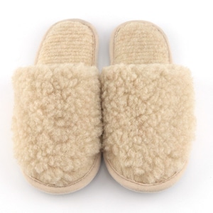 Wool Slip-on Slippers Women Ladies Beige Color Merino Sheep Natural Multiple Sizes image 2