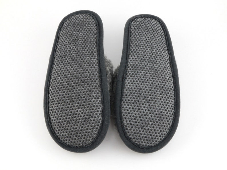Wool Slip-on Slippers Gray Color Merino Sheep Natural Men Women Multiple Sizes Warm Indoor Eco image 4