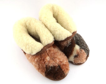 Wool Boots Booties Slippers Women Ladies White Brown Gray Mixed Colors Merino Sheep Lambswool Natural Multiple Sizes Warm Indoor House Eco