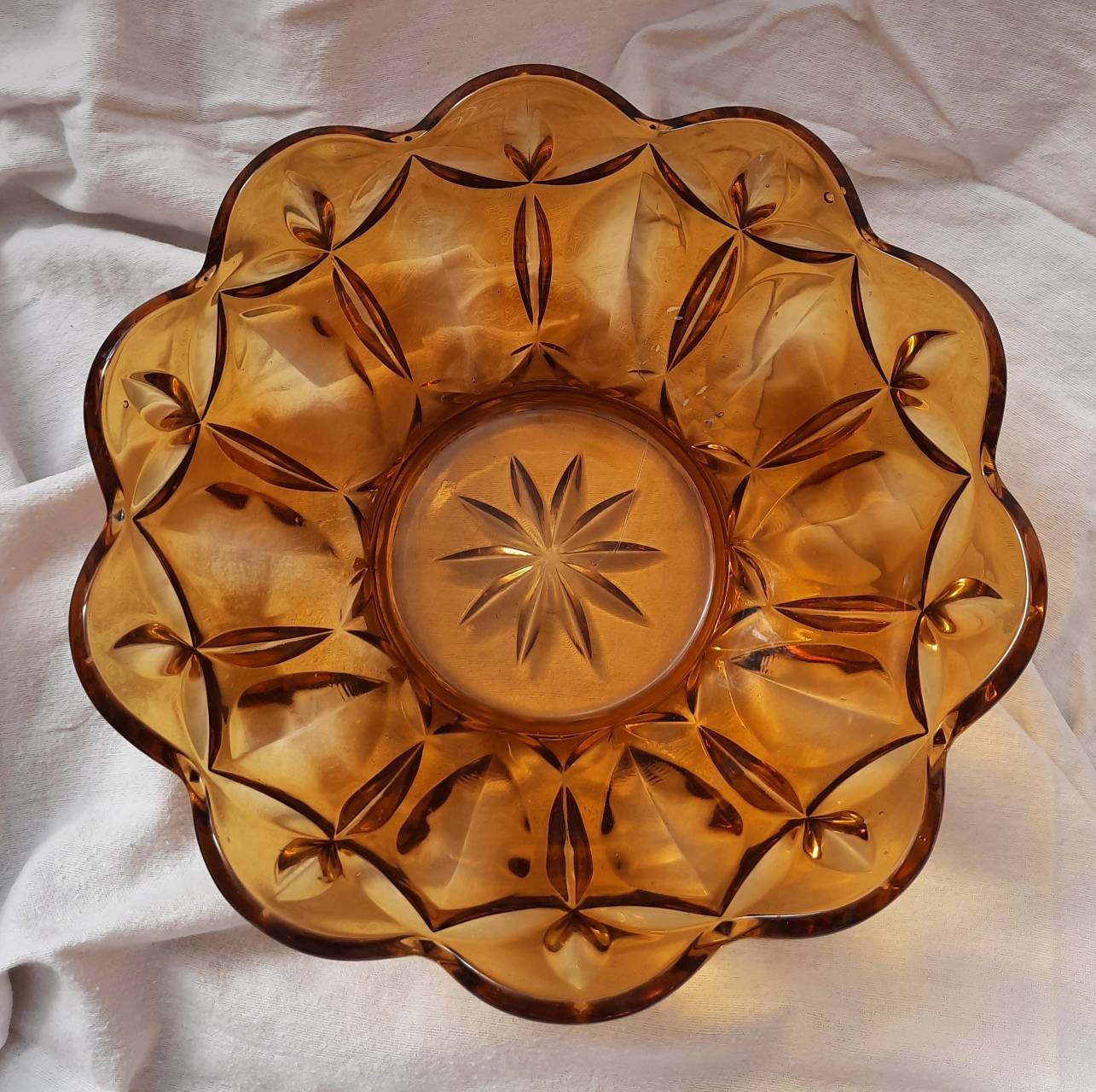 Vintage Amber Glass Dessert Bowl Set Etsy