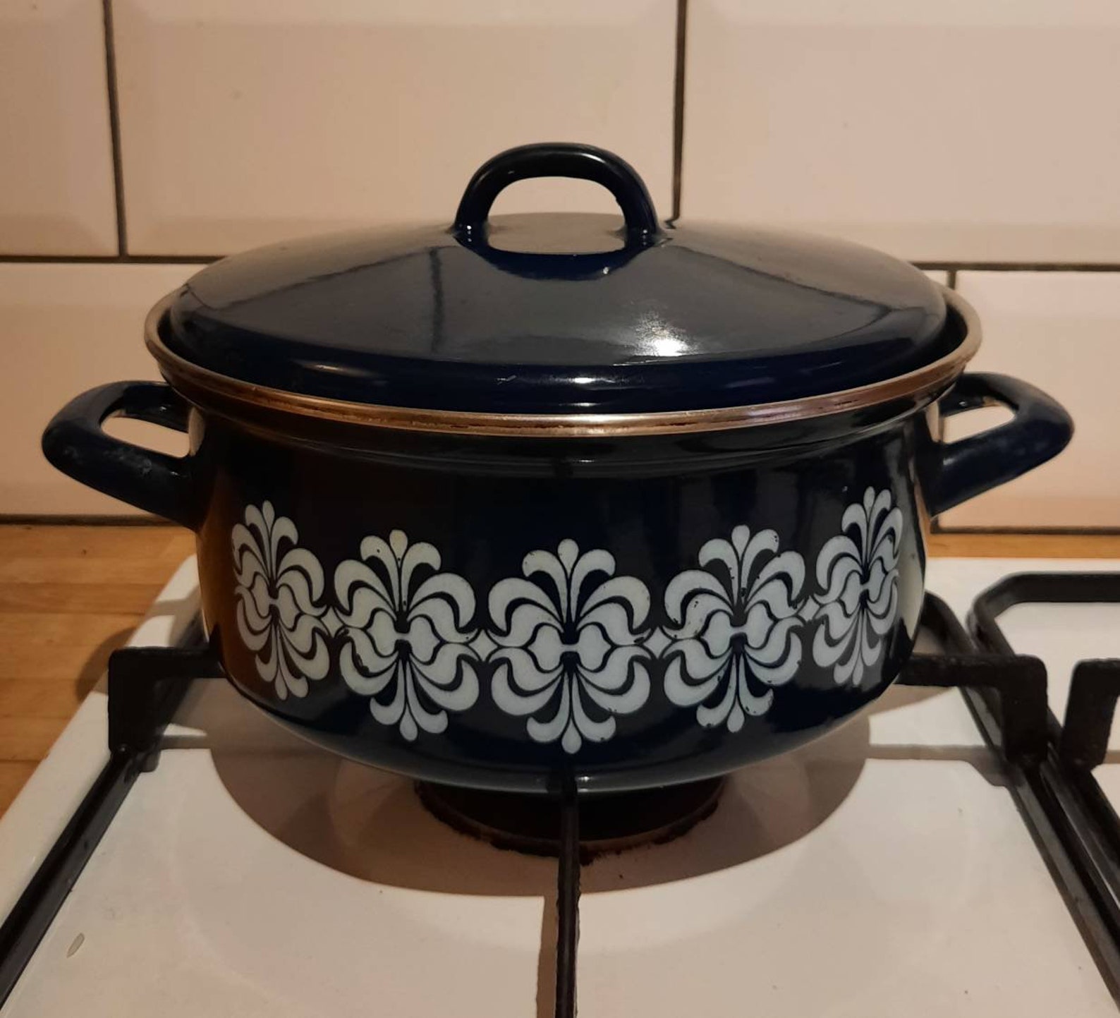 Vintage Mid Century Metal Enamel Cooking Pot with Lid Etsy