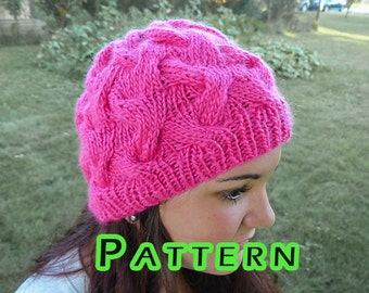 PATTERN ~ Breast Cancer Awareness Victory Hat ~ | Cable Trellis Hat ~ Warm & Cozy ~ Snowboard Fashion Hat