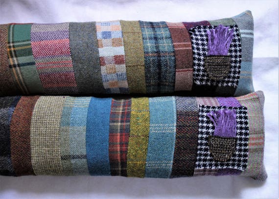 Cosy Draught Excluder 109cm Scottish Wool Plaid And Tweed Window Or Door Draught Excluder Draft Stopper With Thistle Applique