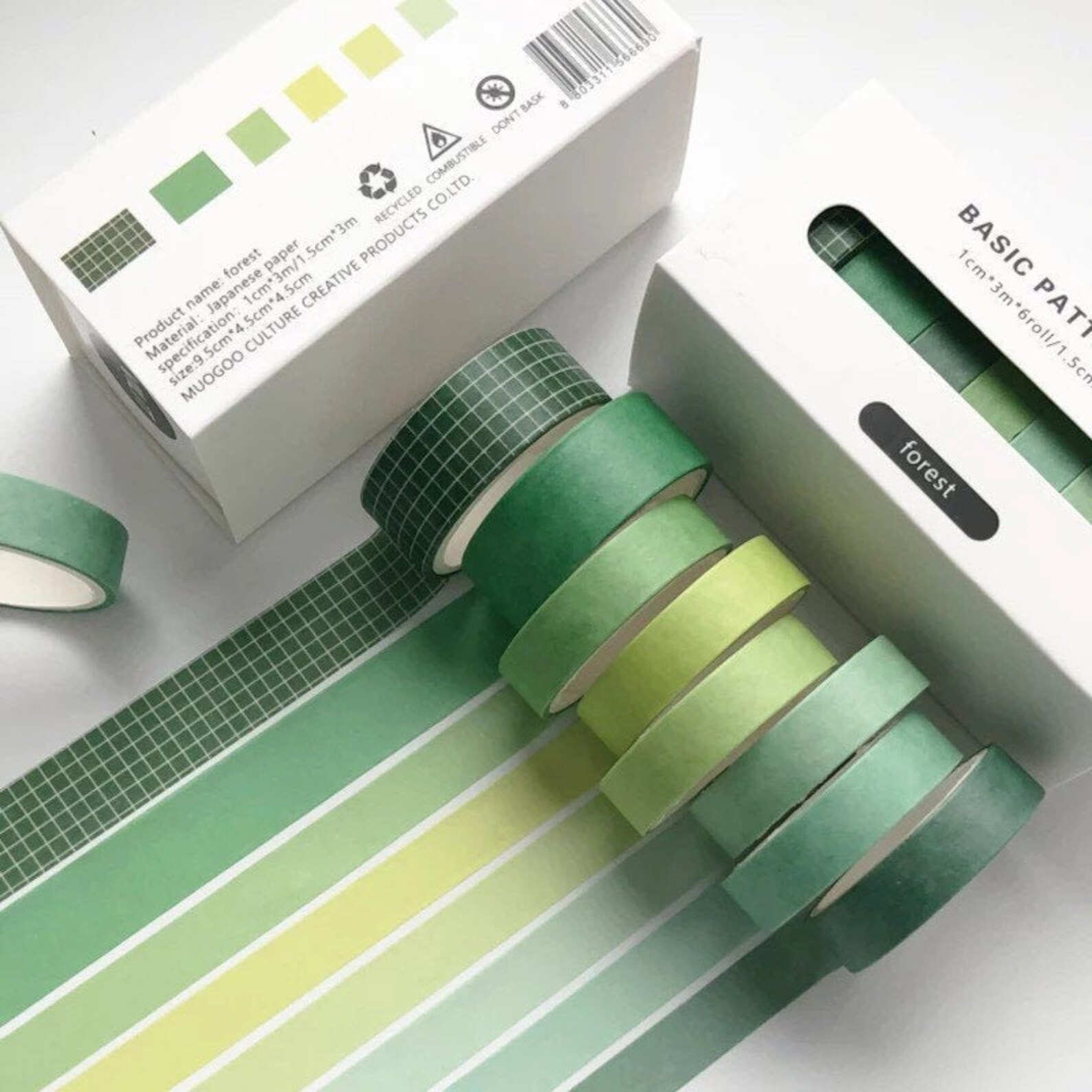 Green Washi Tape Set Pale Green Washi Green Grid Washi | Etsy