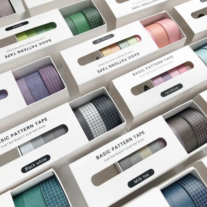 Green Washi Tape Set Pale Green Washi Green Grid Washi | Etsy