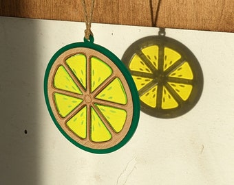 Lime Sun Catcher Window Hanging Laser Cut Stained Glass Acrylic Wall Decor Fruit Collection