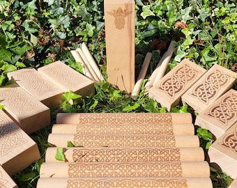Deluxe Kubb-set - hardhout - Vikingschaak - luxe gazonspel - gegraveerd