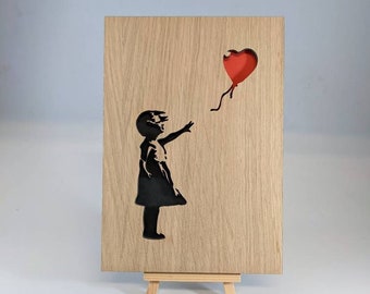 Banksy Girl con marco de globo Decoración de arte de pared