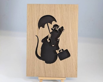 Banksy Graffiti Paraplu Rat Houten Stencil Frame