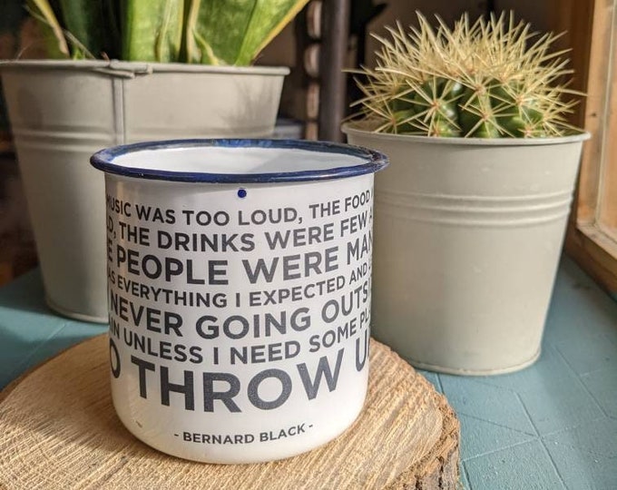 Laser Engraved Enamel Mugs | Black Books - Bernard Black Quotes