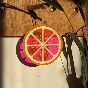 Grapefruit Sun Catcher Window Hanging Laser Cut Stained Glass Acrylic Wall Decor Fruit Collection