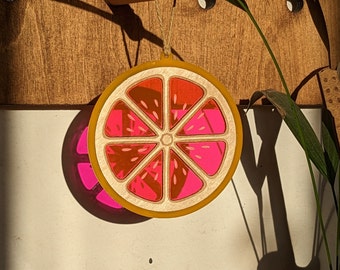 Grapefruit Sun Catcher Window Hanging Laser Cut Stained Glass Acrylic Wall Decor Fruit Collection