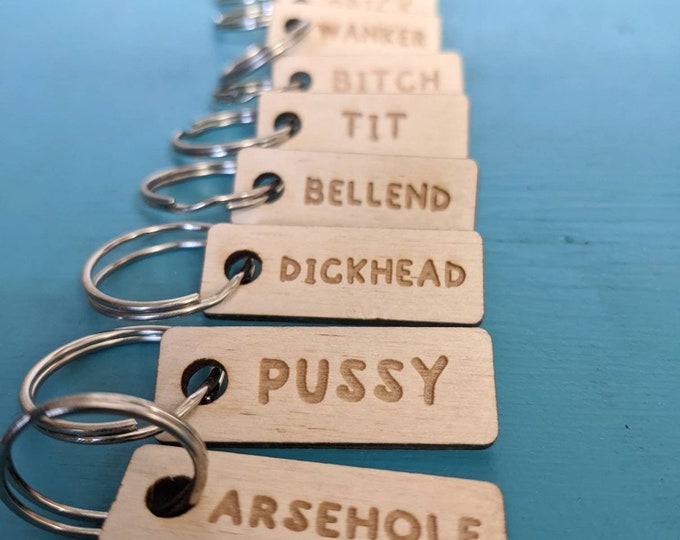 Personalised Valentines Gift, Rude Wooden Keyring, Funny Gift Idea, Offensive Gift, Laser Engraved