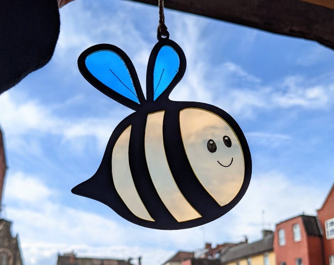 Bee Sun Catcher Window Display Faux Stained Glass Laser Cut