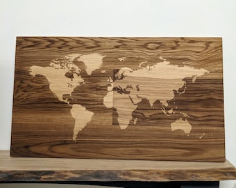 Reclaimed Wooden Wereldkaart